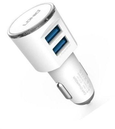 Generic DL-C29 USB Car Charger - 2 Ports + Micro USB Cable - White