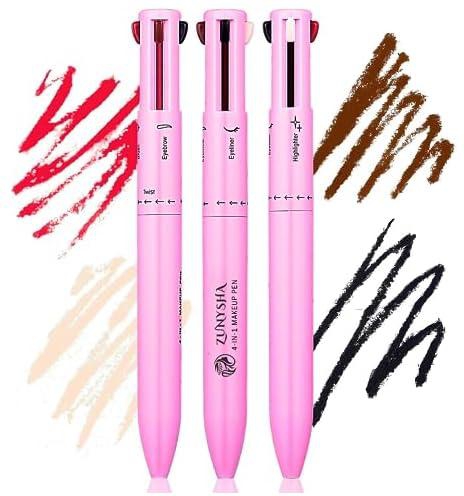 4 in 1 Makeup Pen - Premium Waterproof Makeup Pen 4 Colors All-in-One, Makeup Touch Up Pen with Eye Liner, Brow Liner, Lip Liner & Highlighter, Touch-Up Makeup Pencil 4 in 1, Travel Makeup Pen (1 Pc)