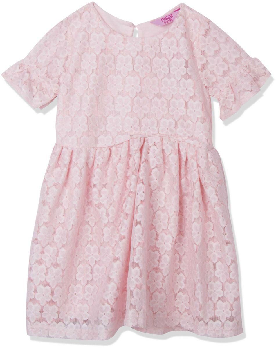 R&B Dress for Girls, Size 5 - 6 Years, Cotton - Coral