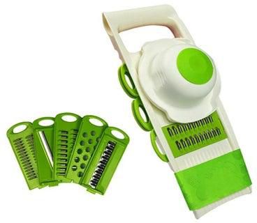 Fruit & Vegetable Slicer With 5 Blades Green/White/Silver 10.8x27.5cm