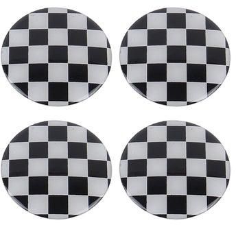 4-Piece White And Black Grid Metal Car Sticker