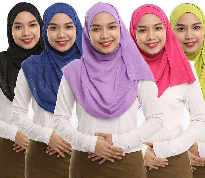 Shapee Hijab, Chiffon Shawl Hijab - Set of 5 Pieces with 5 Colors