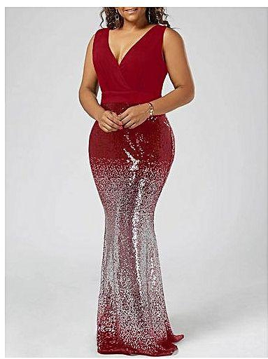 Fashion Maxi Fishtail Dress - Red