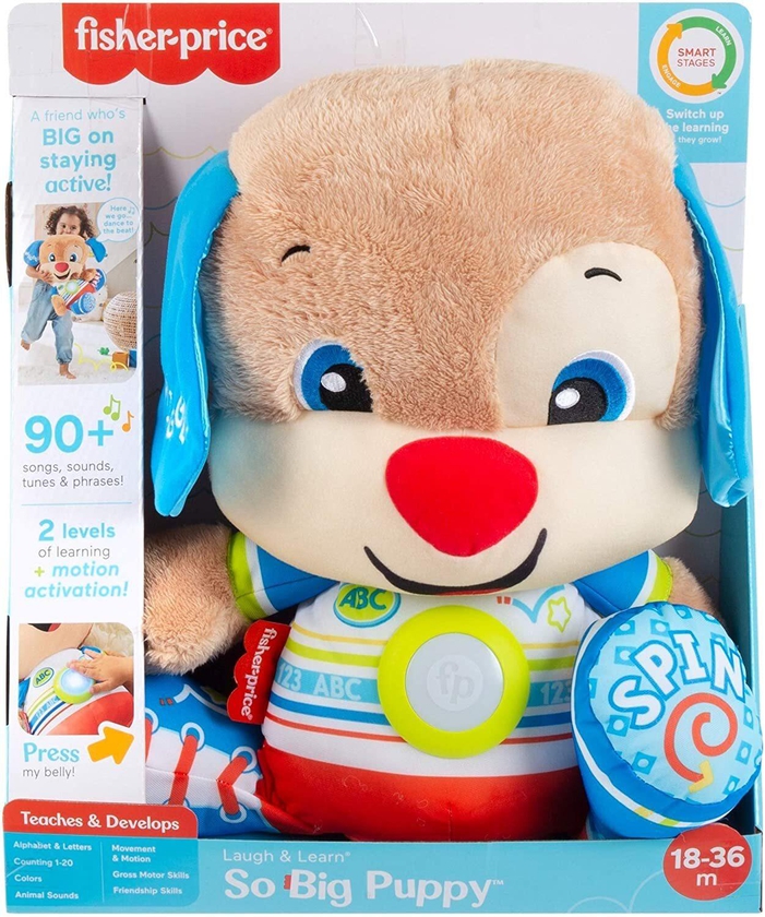 Fisher Price Laugh &amp; Learn So Big Puppy, Large Musical Plush Toy With Learning Content For Toddlers And Preschool Kids, Hcj14