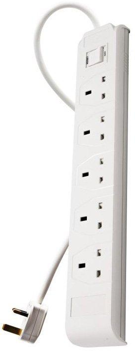 Home Best, Power Extension Cord, 5 Sockets, 3M Cable, White