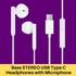 STEREO USB C Headphones - 24bit Audio Output - For Type C Phones And Type C Tablets - USB Type C Earphone Stereo In-Ear Earbuds With Mic, Hi-Fi DAC Bass Headphones