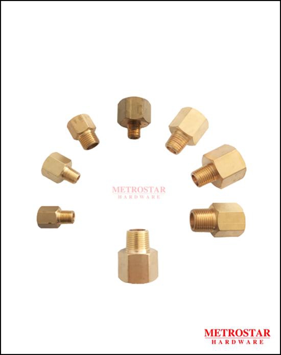 Metrostarhardware Brass Tube Fittings Adaptor  - 8 Sizes (Gold)