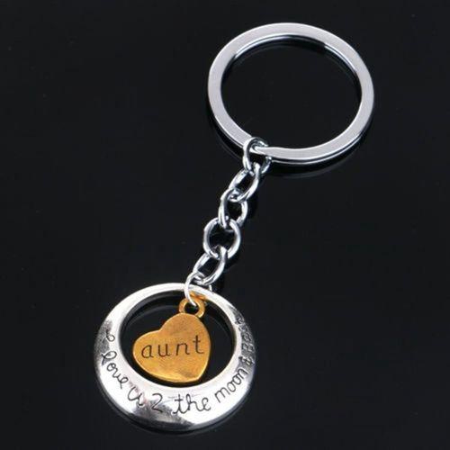 Universal Silver Family Mom Daughter Sister Dad Heart Key Ring Chain Keyring Keychain Gift