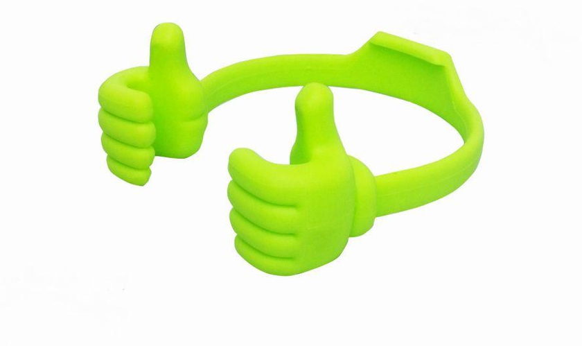 Silicone Thumb OK Design Stand Holder For Mobile Phones & Tablets - Green