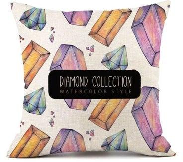 Diamond Collection Printed Cushion Cover White/Purple/Orange 45x45cm