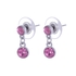Scarlet Bijoux  Rhodium Plated Pink Crystal Duo Drop Earrings, E1139-7