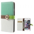Cross Pattern Leather Wallet Cover for iPhone 6 with Magnetic Flap - Cyan / White