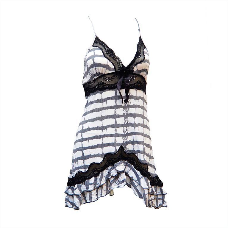 Recco 4258 Lingerie Dress For Women-Black White, 42Eu