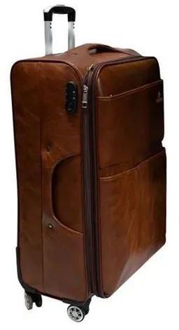 Pioneer PU Leather Pioneer Travel Suitcase-Brown.