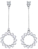 Platinum Plated Cubic Zirconia Studded Circle Dangle Earrings