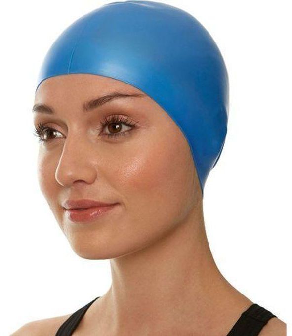 Water Resistant Silicone Swimming Cap - Blue