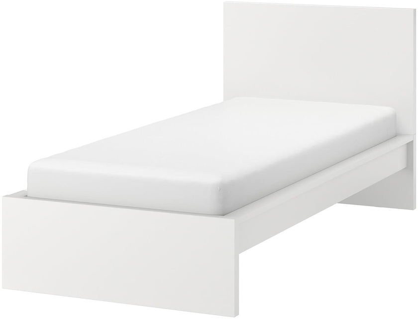 MALM Bed frame, high - white/Lindbåden 90x200 cm