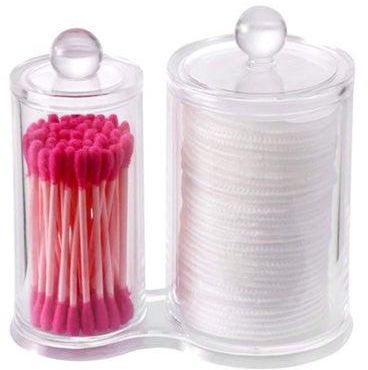 Cotton Pad Holder With Swab Jar Clear