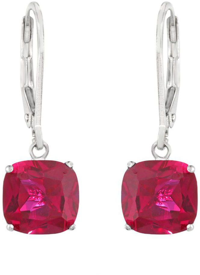 925 Sterling Silver Dangle Earrings With Ruby