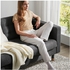 LANDSKRONA 3-seat sofa - with chaise longue/Gunnared dark grey/wood