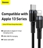 Baseus 1M USB C To Lightning 20W QC3.0 Power Delivery Hybrid Nylon Braided Cable For iPhone 14 13 13 Pro 12 Pro Max 12 11 X XS XR 8 Plus iPad Black