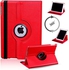 Smart Flip Rotation Case For Ipad Air 2 Red (9.7 Inch) And Tempered Glass