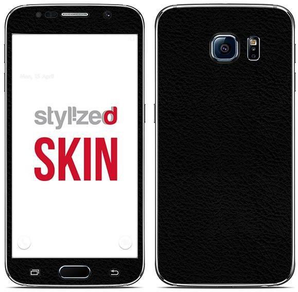 Stylizedd Premium Vinyl Skin Decal Body Wrap For Samsung Galaxy S6 - Fine Grain Leather Black