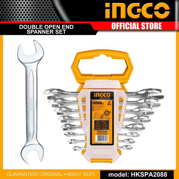 Ingco Double Open End Spanner Set 6-22mm 8pcs Ingco Spanner Set Heavy Duty