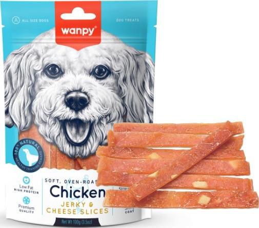 Wanpy Dog Treats Chicken Jerky & Cheese Slices 100g