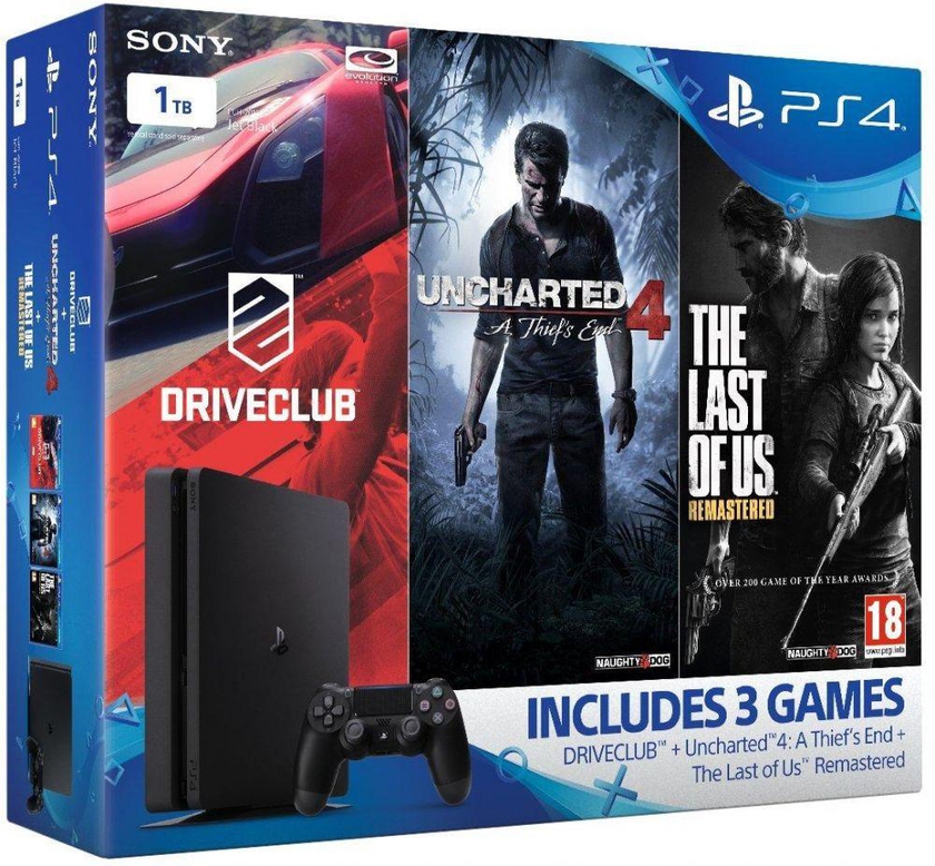 Sony PlayStation 4 1TB Slim Gamer Pack Bundle (Uncharted 4, The Last of Us, DriveClub)