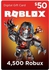 Pc Roblox Gift Card $50 - 4500 Robux [Online Game Code]