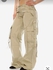 Fashion Women's Cargo Pockets Skinny Casual Pant-Olive