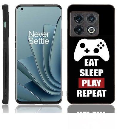 TPU Protection and Hybrid Rigid Clear Back Cover Case Eat Sleep Play Repeat for OnePlus 10 Pro