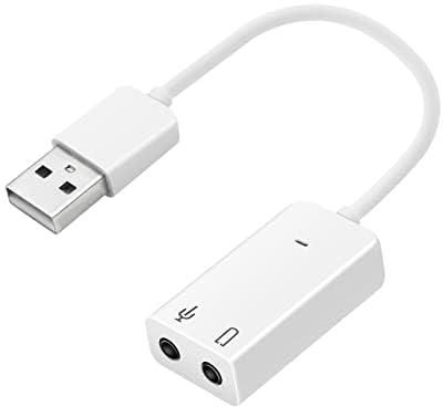 7.1 USB External Sound Card Audio Adapter HONGLEI USB2.0 to 3.5MM Audio Output Microphone Input Converter Plug and Play for Windows/Vista/Win7/Linux/WinCE/Android/Mac-White