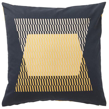 KLIPPÖRT Cushion cover, yellow, black