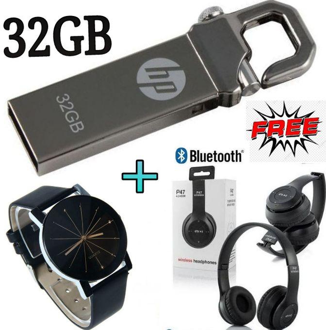 HP V250W 32GB Flash Disk With Clip +Watch+Headphones