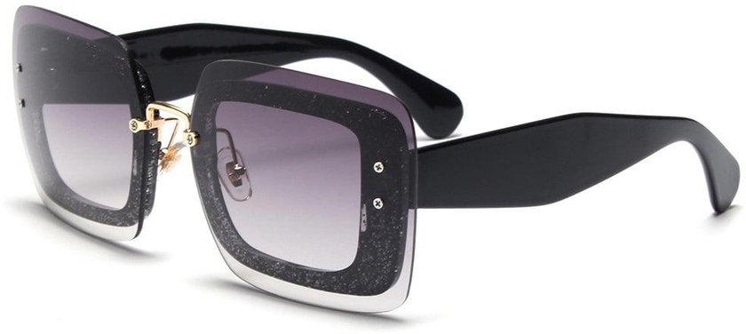 نظارة شمسية بتصميم مربع الشكل شفافة