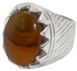 خاتم من الفضة مطعم بحجر العقيق اليماني المصور بصورة طبيعية بيضاوي الشكل مقاس 9.0 قابل للتعديل