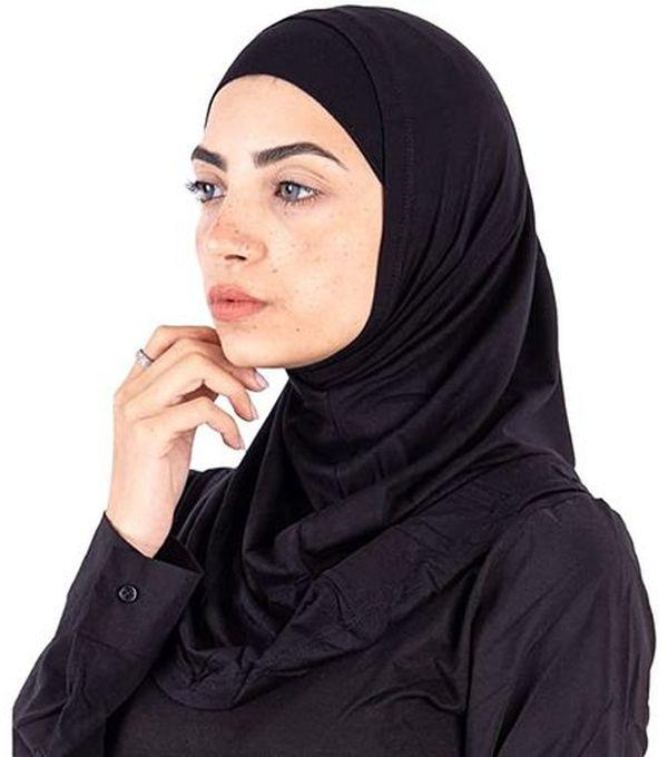 AM-Shop حجاب تلبيسة سوري قطن قطعتين لون اسود