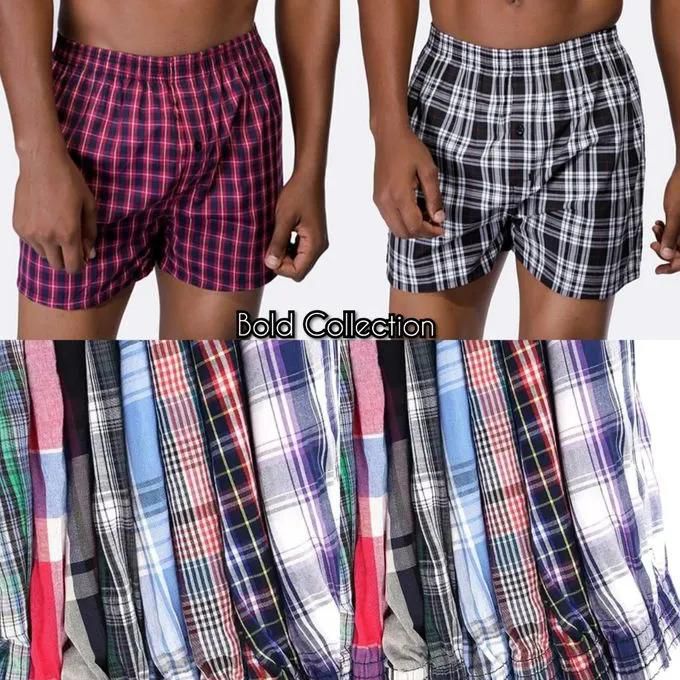 Fashion Checked Cotton Boxer Shorts - 6 Pieces - Assorted
