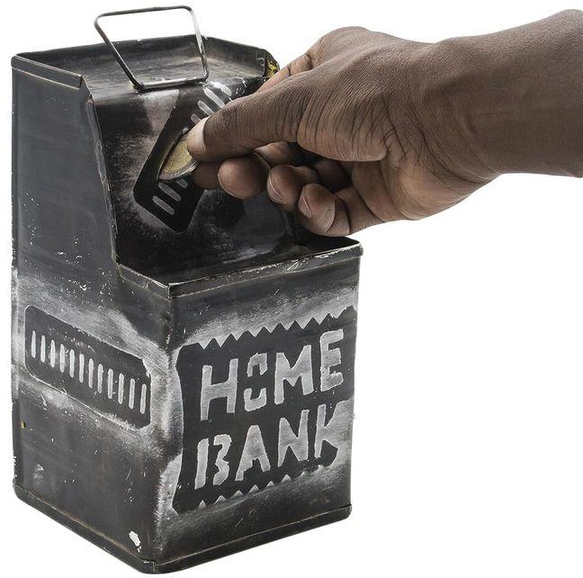 Na Hand Crafted Tin Money Box ,With Lock For Kids - Piggy Bank