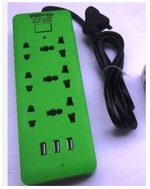 VBT 3 Way Surge Protector Extension Box With USB Ports