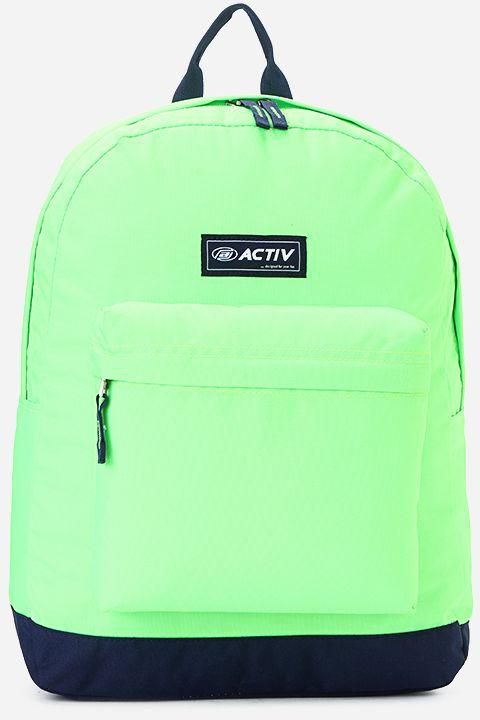 Activ Bi-Tone Plain Backpack - Neon Green & Navy