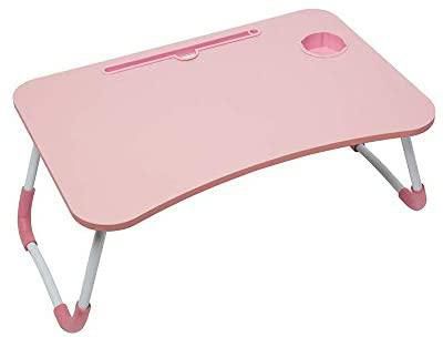 Arabest Lap desk -Foldable table Lap Standing Desk with Cup holder and book holder Fits Up to 15.6 Inch Laptops for Sofa, Bed, Terrace, Balcony, Garden - Pink