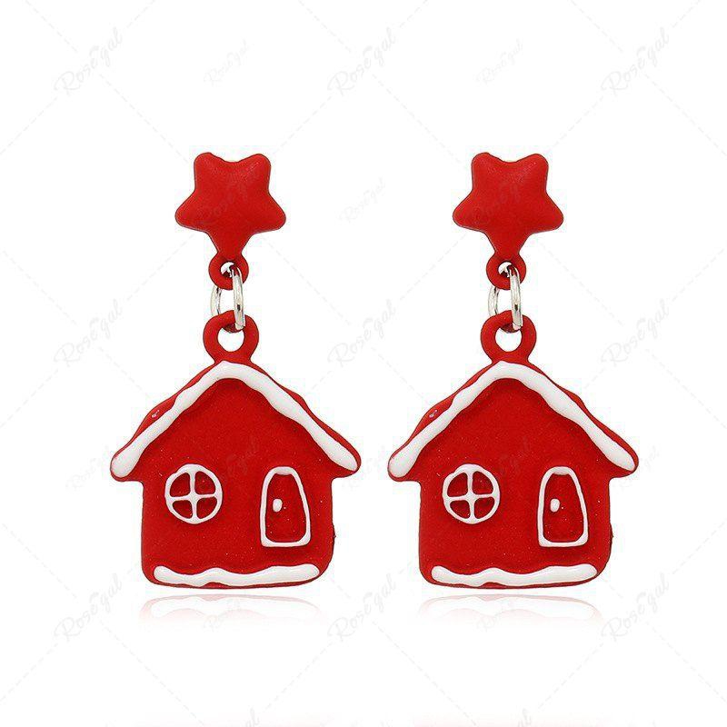 Christmas Red House Drop Earrings