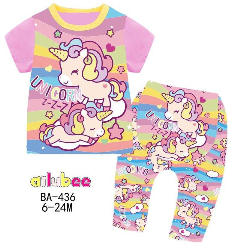 VACC Ailubee 2 Piece Baby Set - Unicorn ZZZ - 6 Sizes (Pink)