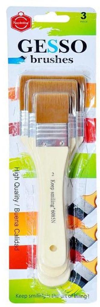 Keep Smiling Professional Gesso Brushes Flat Tip -3pcs - 2,4,6 - No:A6085N