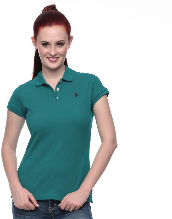 U.S. Polo Assn. 2132308N1CK-FANF Polo Shirt for Women - M, Blue Green/Violet