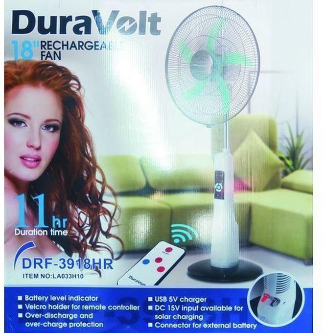 Duravolt 18" Rechargeable Standing Fan With Remote Control