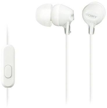 سماعات أذن داخلية سلكية مزودة بميكروفون وسلك للتحكم، طراز MDR-EX15AP أبيض